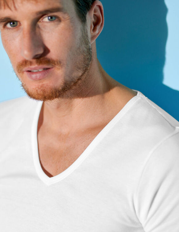 Tee-shirt sous-vêtement homme col V - lot de 2 (blanc)
