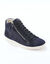 Basket montantes zipp&eacute;es en cuir souple effet iris&eacute; (marine)