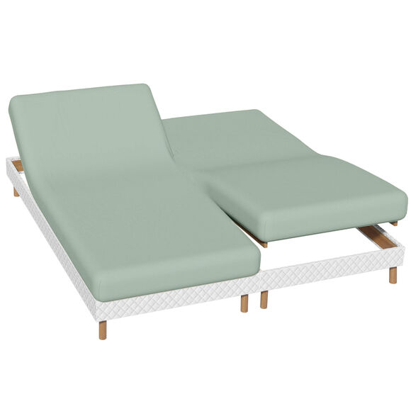 Drap-housse uni sommier articul&eacute; flanelle 160 g/m&sup2; - bonnet 26 cm (vert amande)