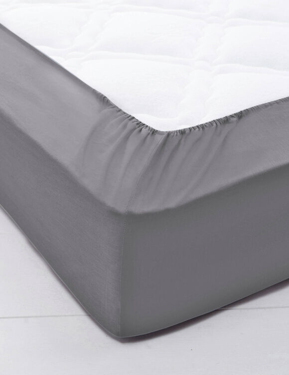 Effen hoeslaken in polyester-katoen, hoekdiepte 32 cm (antraciet)