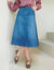 Uitlopende rok met plooien, jeans (stone)