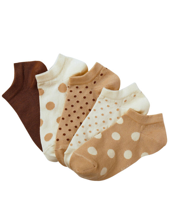 Socquettes basses pois fantaisie - lot de 5 (écru / beige)