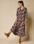 Lange jurk met knoopsluiting, bloemenprint (zwart / roze)