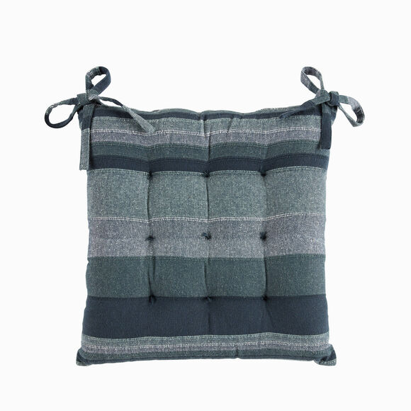 Gestreept stoelkussentje - set van 2 (marineblauw)