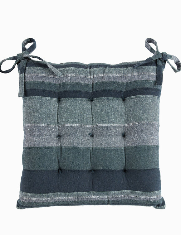 Vierkante stoelkyssentjes met strepen - set van 2 (marineblauw)