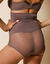 Tailleslip in tricot en corrigerende tule (koffie)