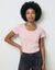 T-shirt col rond uni manches courtes en coton biologique(**) (rose poudr&eacute;)
