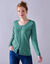 Cardigan boutonné col rond uni (vert céladon)