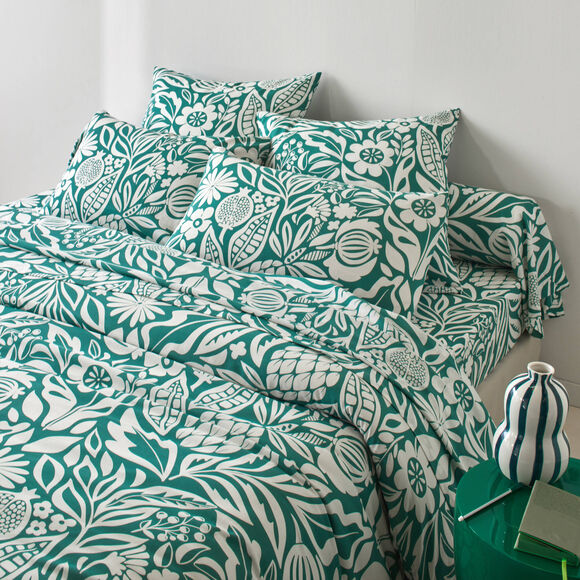 Bedlinnen Montego, in bedrukt katoen (groen)