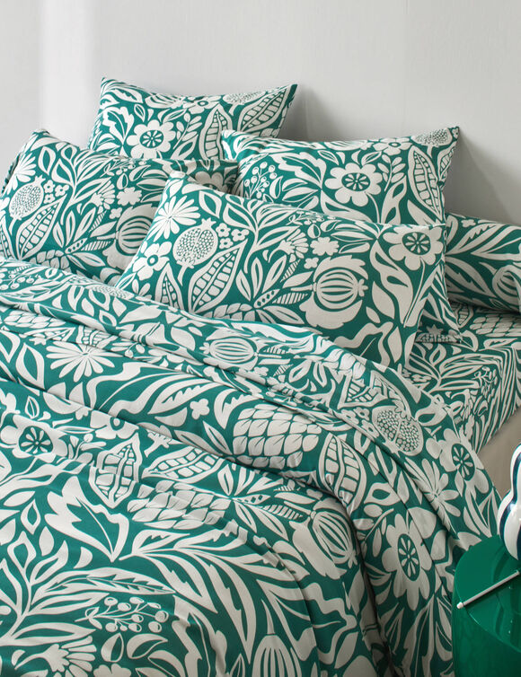 Linge de lit Montego en coton imprim&eacute; (vert)