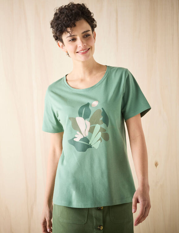 T-shirt manches courtes print placé (vert tilleul)
