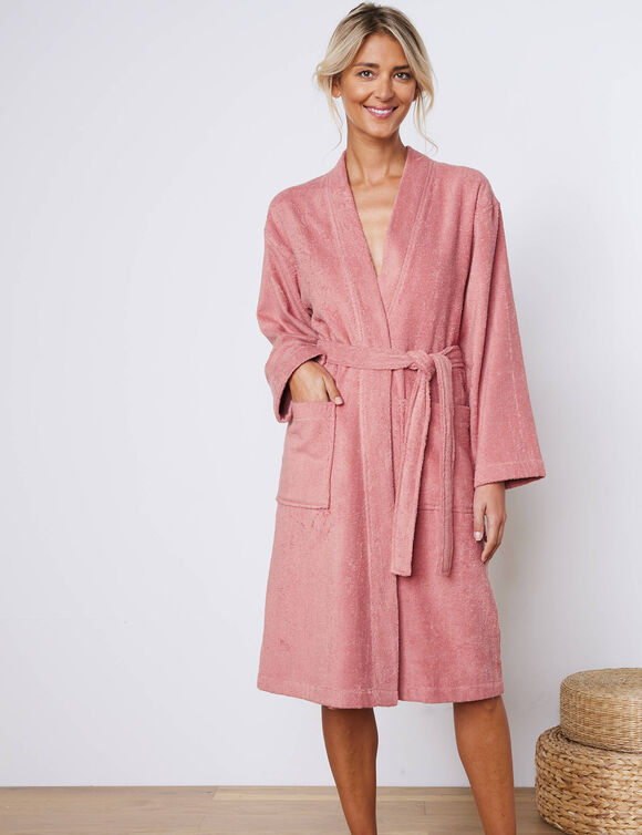 Peignoir mixte adute éponge bouclette 1er prix (bois de rose)