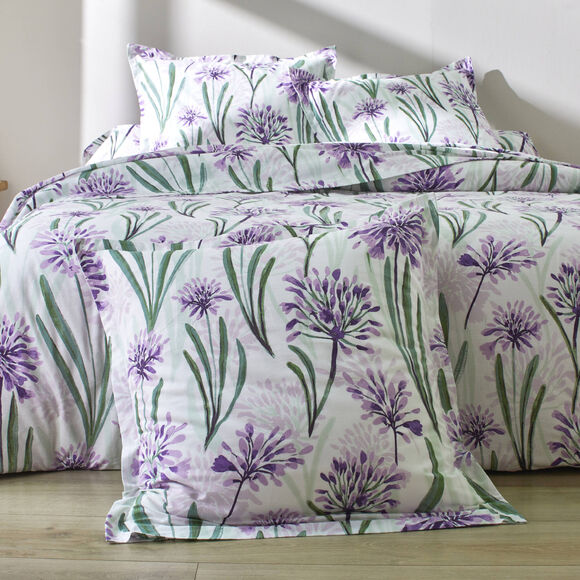 Linge de lit Agapanthe en coton imprimé fleurs (parme)