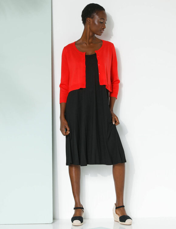 Gilet boléro boutonné, toucher doux (rouge)