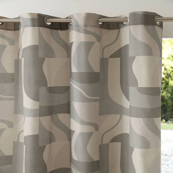 Lichtdempend, bedrukt gordijn met oogringetjes (naturel)