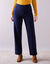 Ruime, rechte broek, milanotricot (marine)