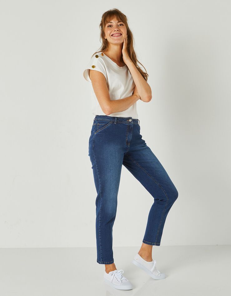 Pantalon mom, denim stretch (stone)