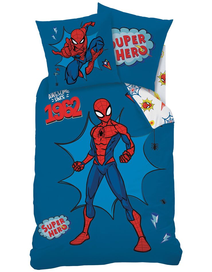 Bedlinnenset Spiderman super hero - katoen (blauw)