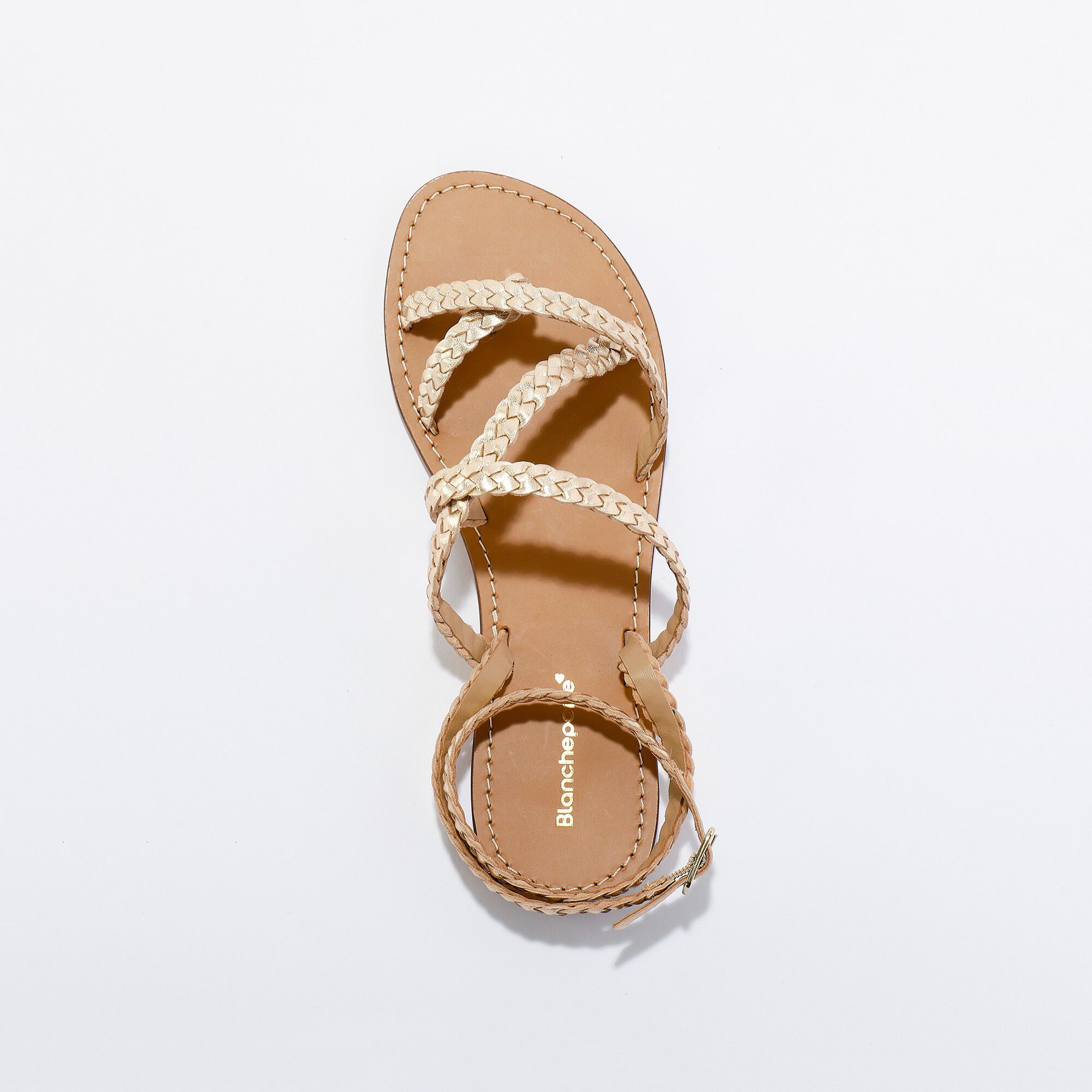 Sandales en cuir tress iris dor Blancheporte