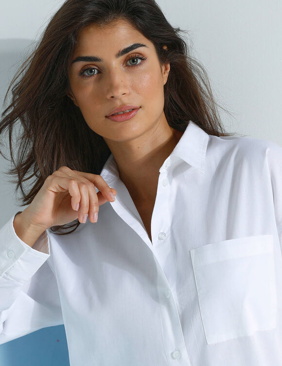 Chemise ample unie, popeline (blanc)
