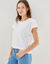 T-shirt uni col bateau, manches courtes (blanc)