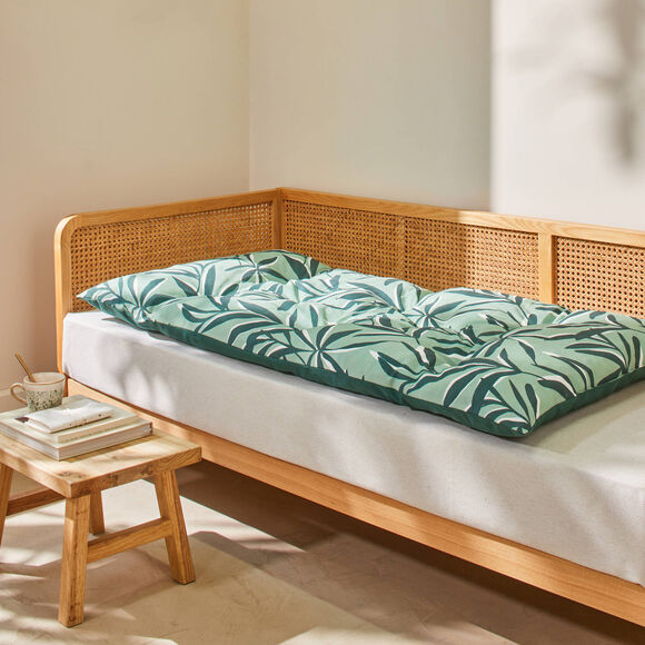 Long coussin de sol imprimé feuillage (amande)