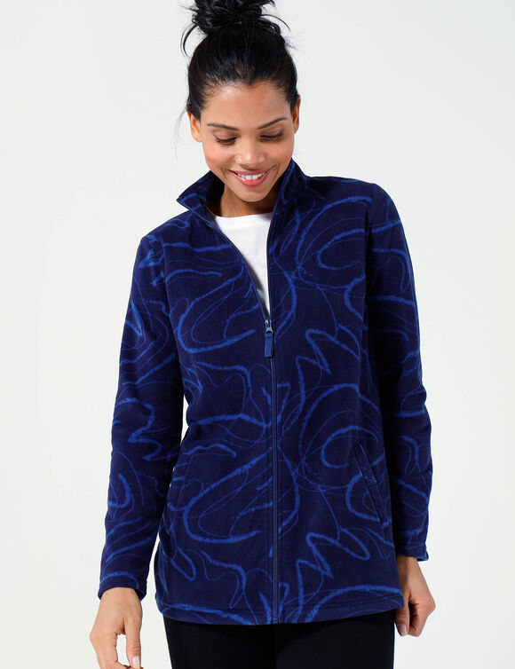 Veste polaire zippée imprimée manches longues (marine)