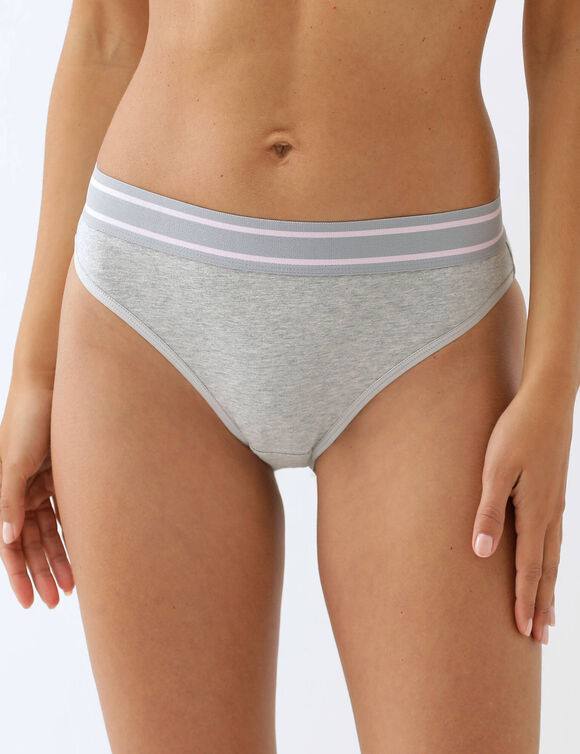 Culotte taille &eacute;lastique forme midi - lot de 2 (rose + gris chin&eacute;)