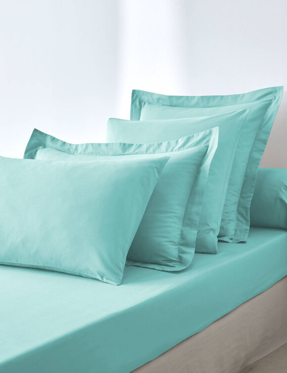 Linge de lit uni polyester-coton Colombine (lagon)