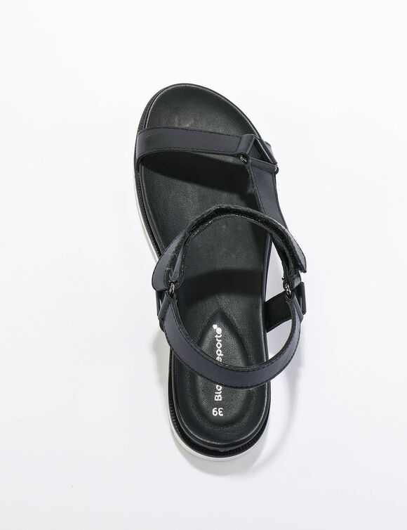 Sandales scratchées largeur confort en cuir style rando certifié LWG (noir)