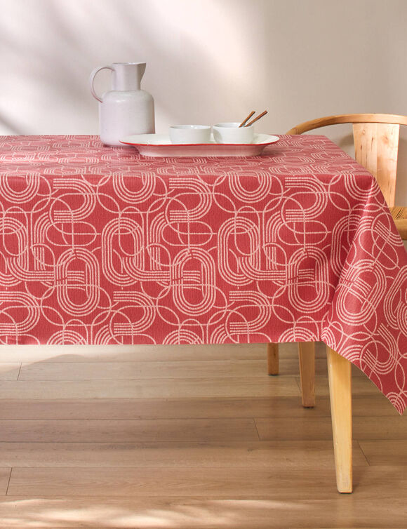 Nappe toile cirée imprimé courbes (rouge)