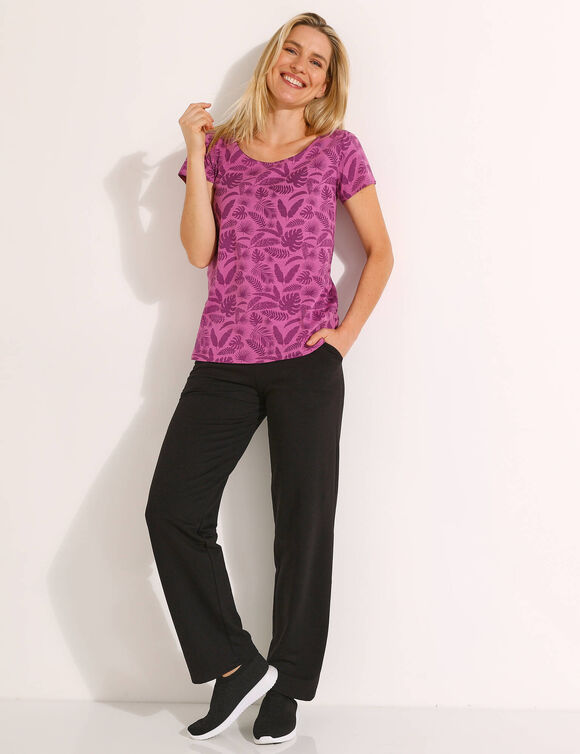 T-shirt fluide imprimé végétal (violet)