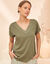 T-shirt met V-hals, korte mouwen (kaki)