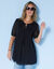 Effen plumetis tuniek, gerecycled polyester(**) (zwart)