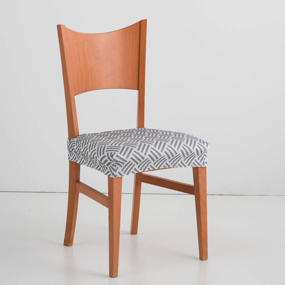 Housse assise de chaise "Valeria" (blanc / gris)