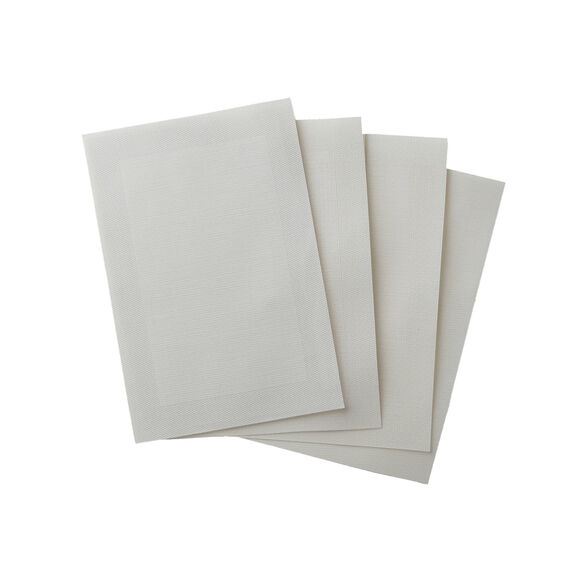 Set van 4 placemats - gevlochten vinyl (wit)