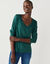 T-shirt met V-hals en lange mouwen (eucalyptus)