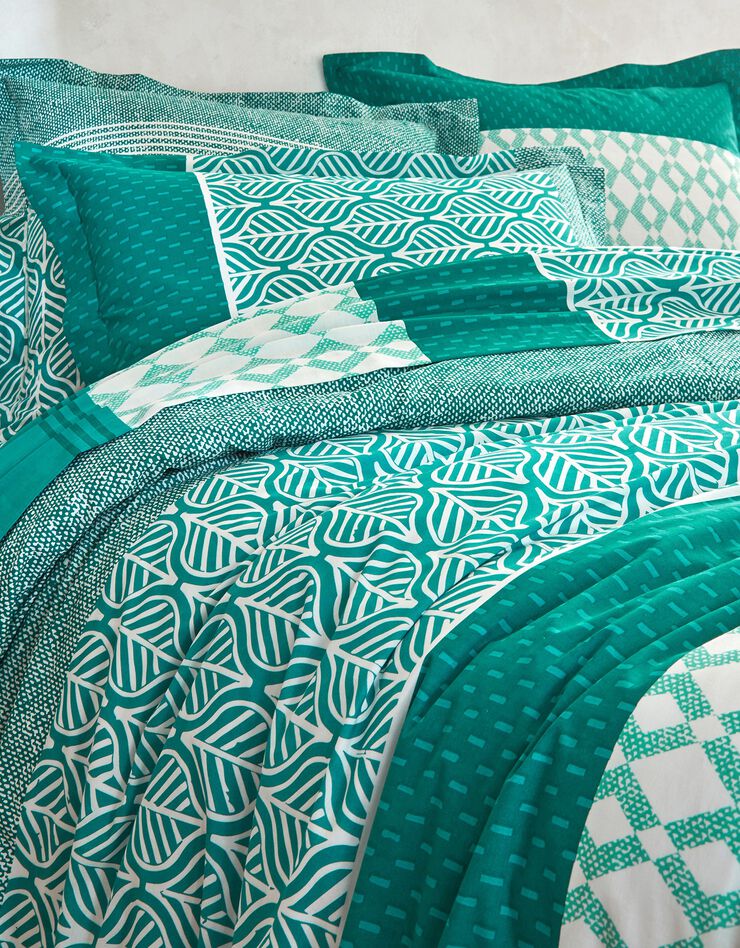 Linge de lit Tommy imprimé géométrique - coton (cèdre)