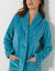 Robe de chambre maille polaire col ch&acirc;le - longueur 120 cm (turquoise)