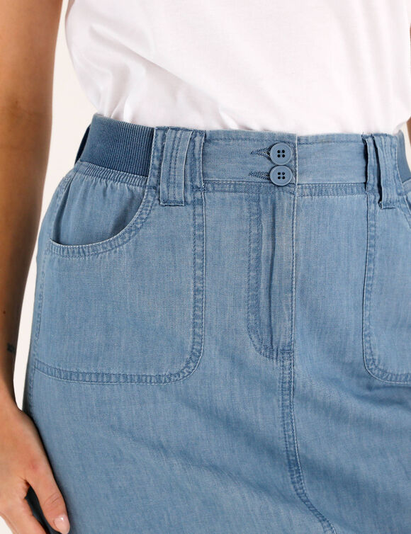 Jupe battle multi-poches, denim l&eacute;ger (bleached)