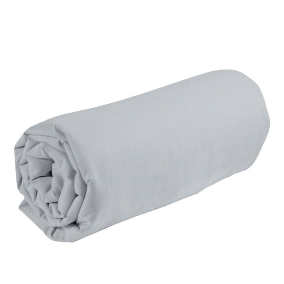 Drap-housse uni polyester - coton bonnet 32 cm (gris perle)