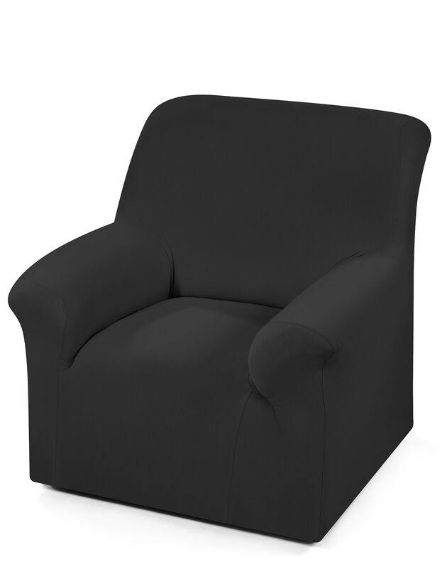 Housse fauteuil et canapé unie bi-extensible (noir)