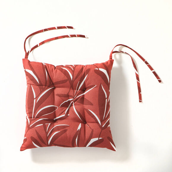 Galette de chaise carrée imprimé feuillage - lot de 2 (terracotta)