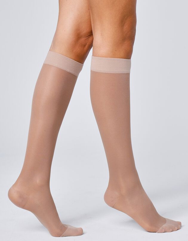 Mi-bas anti fatigue 140 deniers - lot de 2 paires (beige)