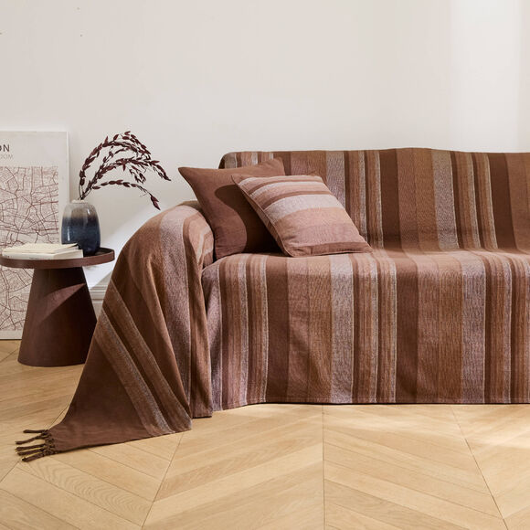 Veelkleurig artisanaal geweven sprei of plaid (chocolade)
