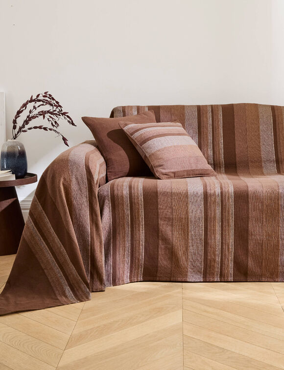 Veelkleurig artisanaal geweven sprei of plaid (chocolade)