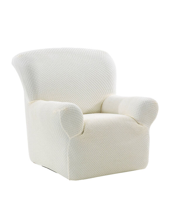 Housse textur&eacute;e bi-extensible sp&eacute;ciale canap&eacute; fauteuil &agrave; accoudoirs (&eacute;cru)