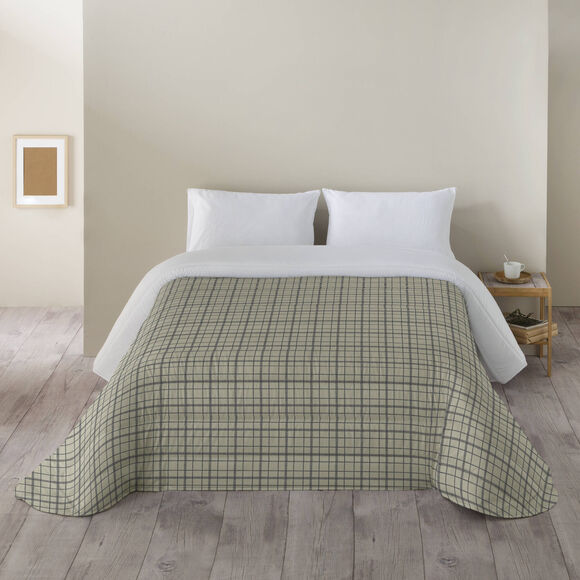 Couette microfibre imprimé carreaux 200 g/m² (beige / taupe)