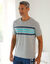 Pyjamashirt met korte mouwen en strepenprint (grijs / aqua)
