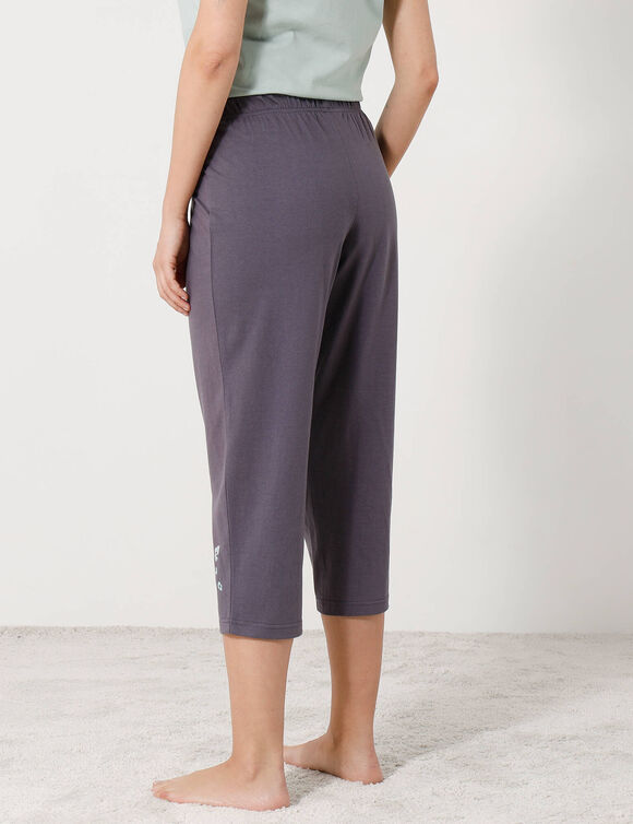 Pantacourt pyjama Beautiful uni imprimé placé (gris anthracite)
